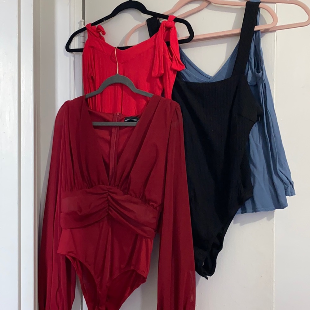 4 Tops clothing bundle(bodysuits and one crop top)